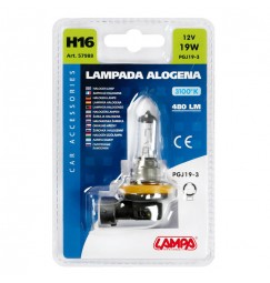 12V Lampada alogena - H16 - 19W - PGJ19-3 - 1 pz  - D/Blister