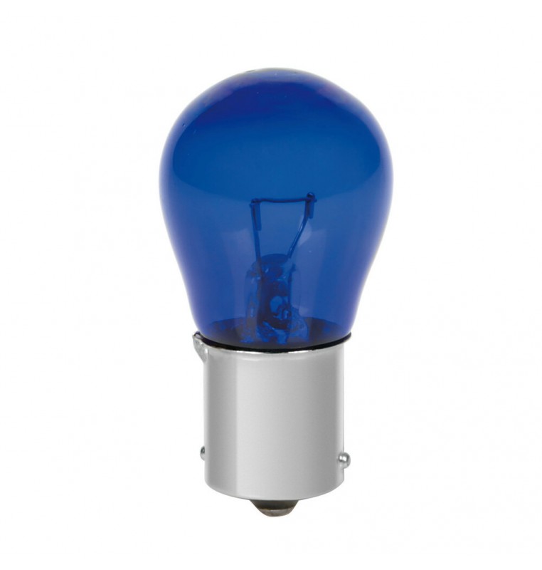 12V Blue Dyed Glass, Lampada 1 filamento - (P21W) - 21W - BA15s - 2 pz  - D/Blister