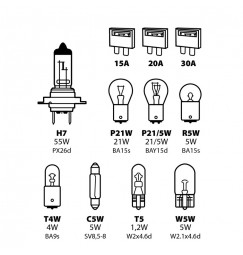 Kit lampade di ricambio 11 pz, alogena H7 - 12V