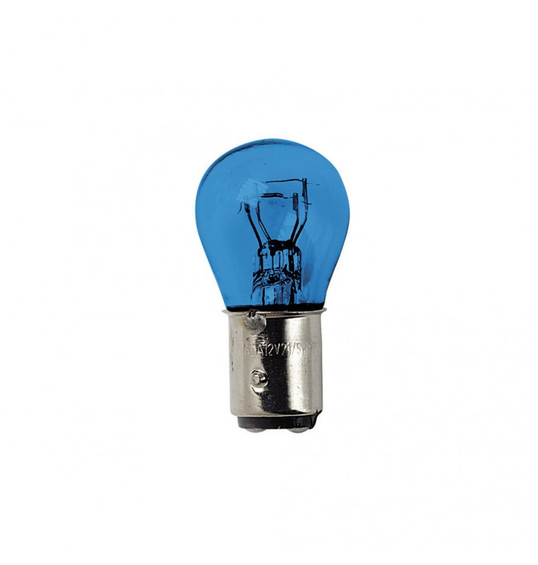 12V Blue Dyed Glass, Lampada 2 filamenti - (P21/5W) - 21/5W - BAY15d - 2 pz  - D/Blister