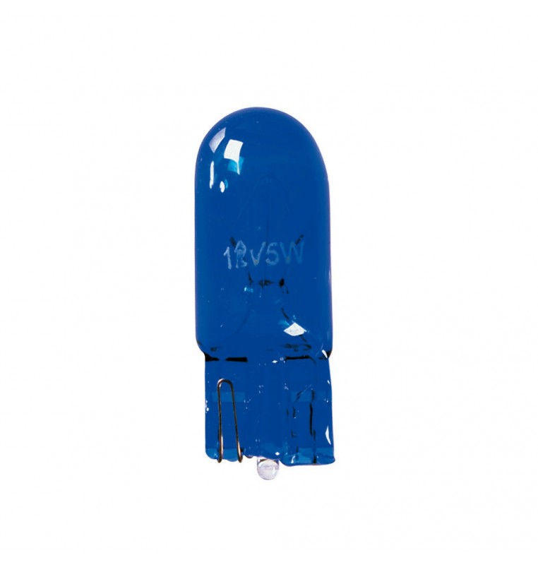 12V Blue Dyed Glass, Lampada zoccolo vetro - (W5W) - 5W - W2,1x9,5d - 2 pz  - D/Blister