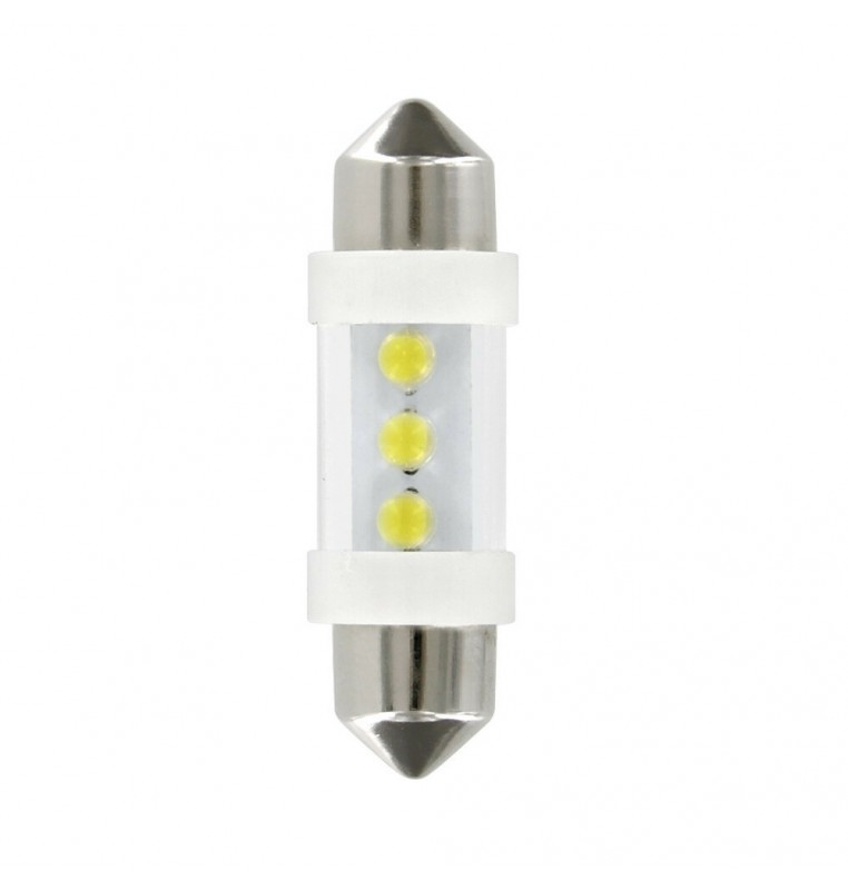 12V Lampada siluro 3 Led - (C5W) - 10x35 mm - SV8,5-8 - 2 pz  - D/Blister - Blu