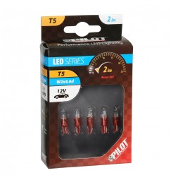 12V Kit Lampade cruscotto 1 Led - (T5) - W2x4,6d - 5 pz  - D/Blister - Rosso