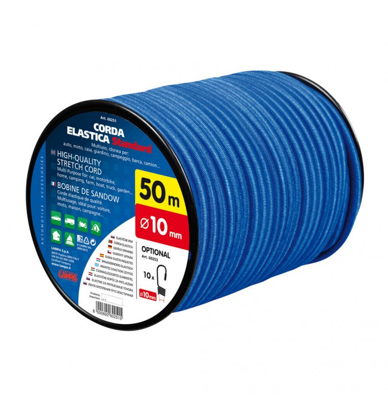 Corda elastica in bobina - Ø 10 mm - 50 m - Blu