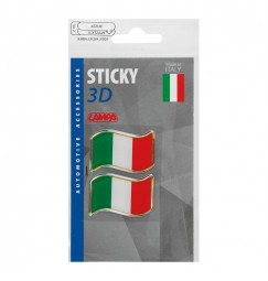 Sticky 3D - Bandiera Italia al vento, 2 pz - 40x27 mm
