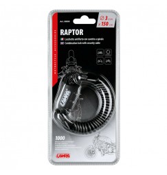 Raptor, lucchetto antifurto con cavo a spirale - 150 cm