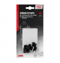Screen Fit-Kits, kit dadi gommati con viti e rondelle (5 MA) - 10 pz - Argento