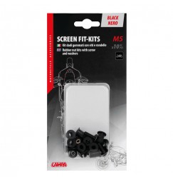Screen Fit-Kits, kit dadi gommati con viti e rondelle (5 MA) - 10 pz - Nero