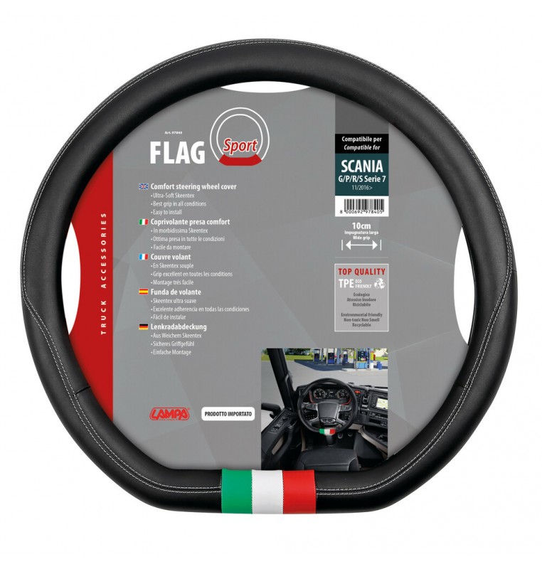 Flag Italia, coprivolante su misura in Skeentex - compatibile per - Scania G/P/R/S Serie 7 (11/2016>)
