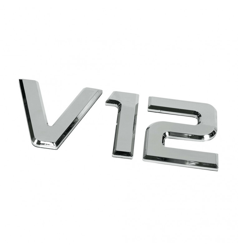 Emblemi motore 3D cromati - 92x210 mm - V12