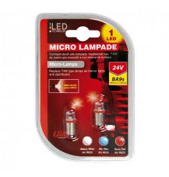 24V Micro lampada 1 Led - (T4W) - BA9s - 2 pz  - D/Blister - Rosso