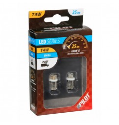 24V Micro lampada 4 Led - (T4W) - BA9s - 2 pz  - Scatola - Bianco