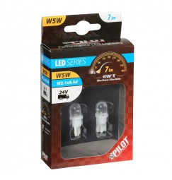 24V Micro lampada 1 Led - (T10) - W2,1x9,5d - 2 pz  - Scatola - Bianco
