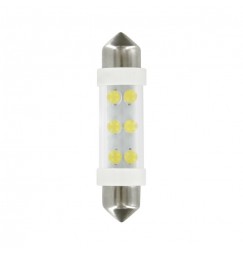 24V Lampada siluro 6 Led - 11x41 mm - SV8,5-8 - 2 pz  - Scatola - Bianco