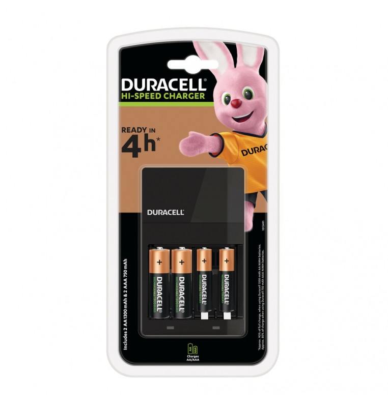 Duracell Hi-Speed Advance Charger con 4 batterie ricaricabili (2 AA + 2 AAA)