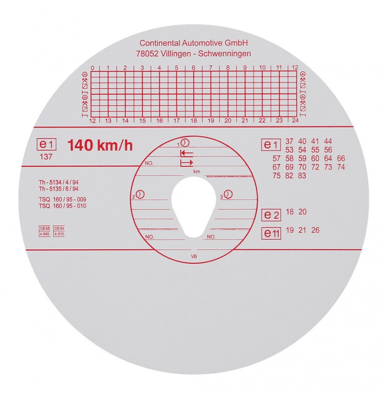 Original Kienzle, set 100 pz dischi tachigrafo omologati - 140 Km/h