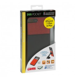 Duo pocket, cover bicolore con inserti metallici - Apple iPhone 7 Plus / 8 Plus - Nero/Rosso
