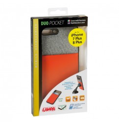 Duo pocket, cover bicolore con inserti metallici - Apple iPhone 7 Plus / 8 Plus - Grigio/Arancio