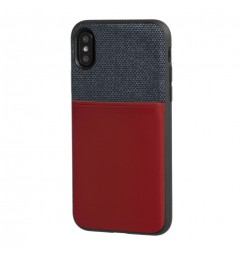 Duo pocket, cover bicolore con inserti metallici - Apple iPhone X - Blu/Bordeaux