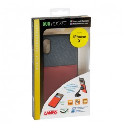 Duo pocket, cover bicolore con inserti metallici - Apple iPhone X - Blu/Bordeaux