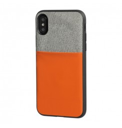 Duo pocket, cover bicolore con inserti metallici - Apple iPhone X - Grigio/Arancio