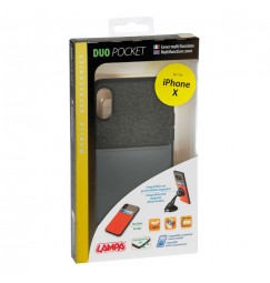 Duo pocket, cover bicolore con inserti metallici - Apple iPhone X - Nero/Grigio