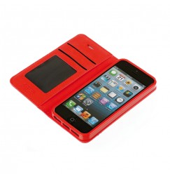 Wallet Folio Case, cover a libro - Apple iPhone 5 / 5s / SE - Rosso