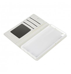 Wallet Folio Case, cover a libro - Huawei P8 - Bianco