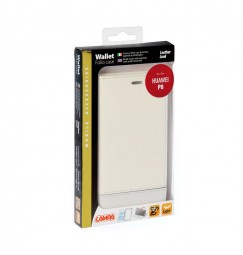 Wallet Folio Case, cover a libro - Huawei P8 - Bianco