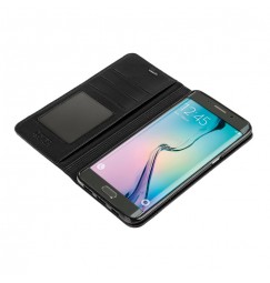Wallet Folio Case, cover a libro - Samsung Galaxy S6 Edge+ - Nero