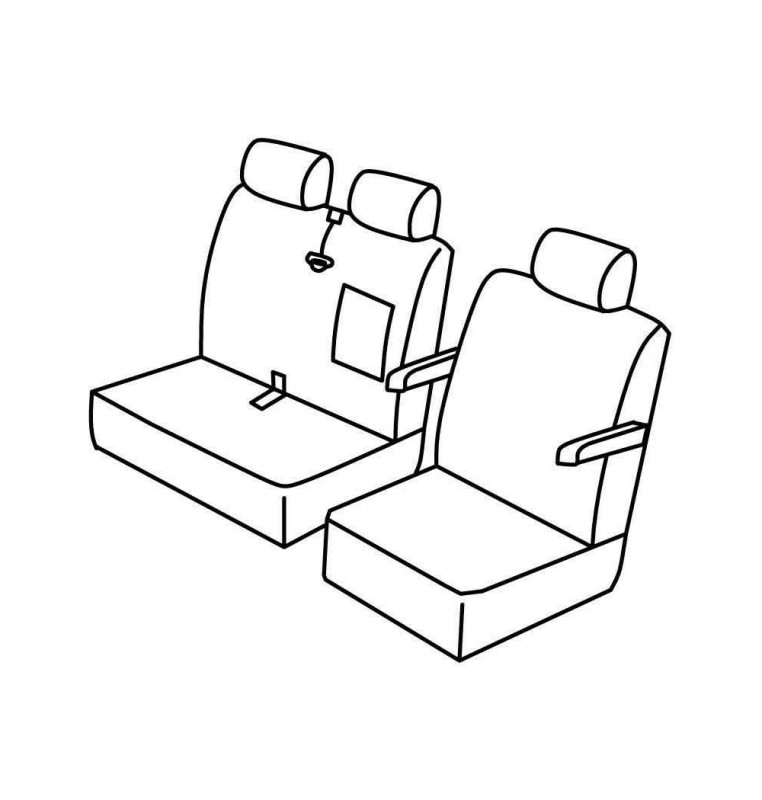 Set coprisedili Superior - Nero/Rosso - compatibile per Volkswagen Multivan T6 (08/15>12/19)  - Volkswagen Multivan T6.1 (01/20>
