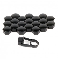 Black Nut Caps, 20 copribulloni in ABS - Ø 19 mm