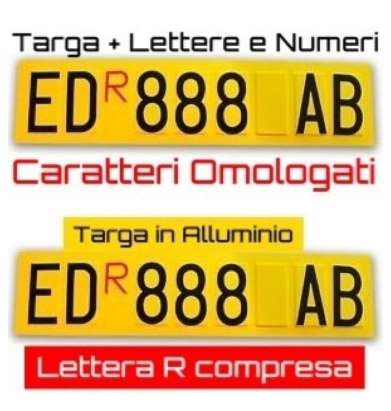 Targa ripetitrice per rimorchi con Lettere e Numeri Lettera R Rossa Compresa