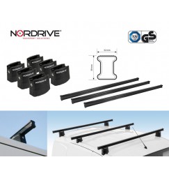 3 Barre portatutto per Furgoni Commerciali portapacchi Nordrive Kargo in acciaio nero