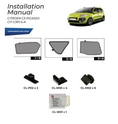 Kit tendine Privacy - 6 pz  - compatibile per  Citroen C3 Picasso restayling 2012 cod.5-A