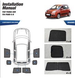 Kit tendine Privacy - Fiat Panda - Fiat Panda 4x4  - Fiat Panda City Cross 2013 in poi - Guarnitura 5-B