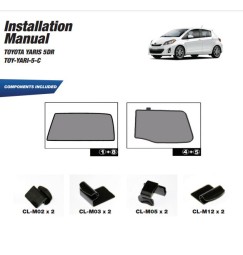 Kit tendine Privacy - 4 pz  - compatibile per  Toyota Yaris 5p 2011-2017 Guarnizione 5-c