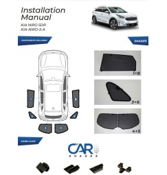 Kit tendine Privacy - 6 pz  - compatibile per  Kia Niro 2016 - 2022 Guarnizione 5-A