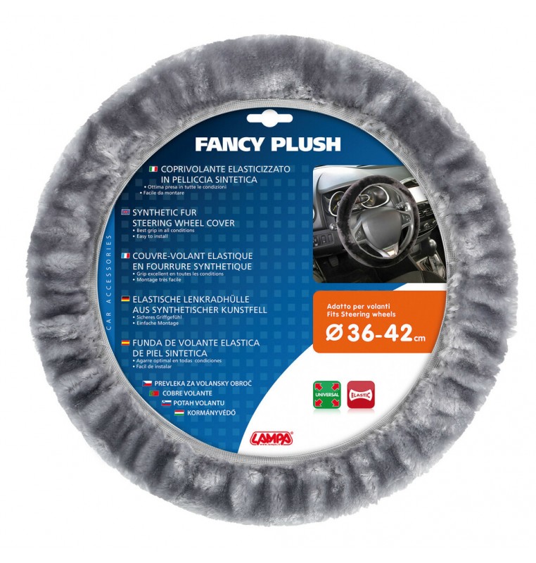 Fancy Plush, coprivolante elasticizzato in pelliccia sintetica - Ø 36-42 cm - Grigio