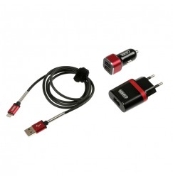 Kit 3 in 1 Universal (Apple 8 pin / Micro Usb) - Fast Charge - 12/24V + 230V