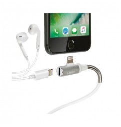 Cavo 90° Usb > Apple 8 Pin + adattatore auricolari - 100 cm - Bianco