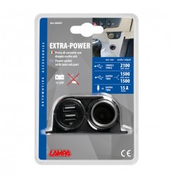 Extra-Power, presa corrente con doppia USB, 12/24V